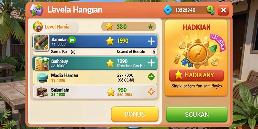 Screenshot dari level menantang dalam game.
